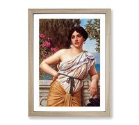 Reverie By John William Godward Classic Painting Framed Wall Art Print, Ready to Hang Picture for Living Room Bedroom Home Office Décor, Oak A4 (34 x 25 cm)