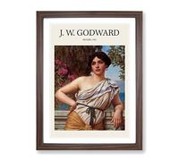 Reverie By John William Godward Exhibition Museum Painting Framed Wall Art Print, Ready to Hang Picture for Living Room Bedroom Home Office Décor, Walnut A2 (64 x 46 cm)