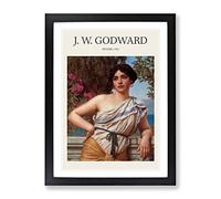 Reverie By John William Godward Exhibition Museum Painting Framed Wall Art Print, Ready to Hang Picture for Living Room Bedroom Home Office Décor, Black A2 (64 x 46 cm)