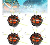 Reverse Bottom Bait Cage Fishing Hook - 360°Anti-Snag Spring Feeder Rig with 6 Hooks | Self-Rotating Bottom Bait System for Carp/Catfish/Tilapia | Powder & Pellet Compatible (4PCS,12#)