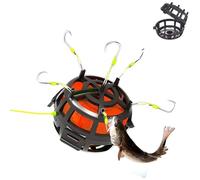 Reverse Bottom Bait Cage Fishing Hook, 360° Floating Bait Cage Fishing Hook, 6-Hooks Carp Feeder Rig, Compatible with Powder, Pellet,and Block Baits for Carp,Catfish (NO.13)