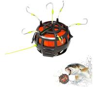 Reverse Bottom Bait Cage Fishing Hook,6-Hook 360° Self-Rotating Bottom Rig Cage, Anti-Snag Feeder System for Carp, Catfish & Tilapia, Powder & Pellet Compatible (4#)
