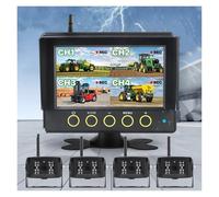 Reverse Camera 7 Inch Wireless IPS AHD DVR Recorder Waterproof Dustproof Monitor 4CH Camera For Truck Forklift Excavator Agricultural Vehicle(128G,1 Camera add Bracket)