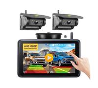 Reverse Camera 7 Inch Wireless Solar Powered Energy Magnet Rear Backup Camera DVR Record AHD Monitor For Camper Truck Trailer(NO,7Inch add 2Cam)