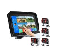 Reverse Camera 9 Inch IPS 4CH Waterproof Blind Spot BSD Alarm DVR Recorder Monitor AHD 1080P Camera For Forklift Excavator Agricultural Vehicle(128GB,MOnitor add 2Cam)