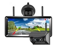 Reverse Camera Wireless Solar Powered Energy Magnet Reverse Backup Camera With 7" Rear View DVR Recording Monitor For Camper/Truck/Trailer(128GB)