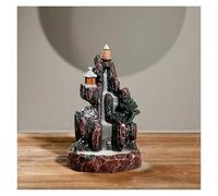 Reverse-flow incense burner, Mountains River Waterfall Incense Burner Fountain - Backflow Aroma Smoke Censer Holder for Office and Home Decor