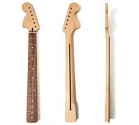 Reverse Headstock Maple Guitar Neck with Rosewood Fingerboard, 22 Medium Jumbo Frets, Matte Finish, Large Vintage Head - Compatible for Fender Stratocaster & ST Style Electric Guitars