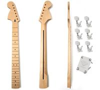Reverse Headstock Maple Neck Kit for Fender Stratocaster, 22 Frets, Matte Maple Fingerboard, Large Headstock with Chrome Tuners & Chrome Neck Plate - Complete ST-Style Guitar Upgrade