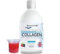 Reverse Life - High Strength Marine Collagen for Skin, Hair, Nails and Joints - 10,000mg Hydrolysed Peptide, Supplement Drink with Hyaluronic Acid, VIT C, Vitamin D and Biotin - Mixed Berry Flavour