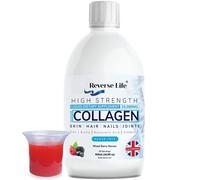 Reverse Life High Strength Marine Collagen for Skin, Hair, Nails and Joints, Hydrolysed Peptide Drink Infused with Hyaluronic Acid, Vitamin C, D and
