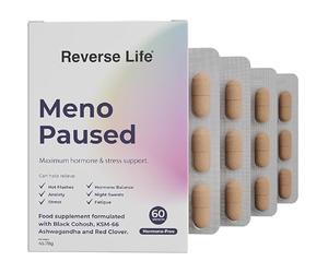 Reverse Life - MenoPaused Menopause Supplements - Hormone and Stress Support Food Supplement with Vitamin B6, Black Cohosh, KSM-66 Ashwagandha and Red Clover - 60 Capsules