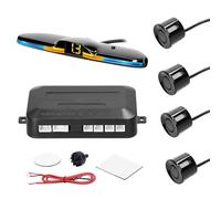 reverse radar Car Parking Sensor Rear Reversing Radars with 4 Sensors Distance Detection Light Distance Display Warning Buzzer Car parking reverse radar(Black)