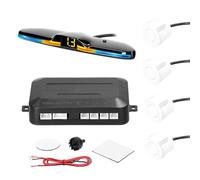 reverse radar Car Parking Sensor Rear Reversing Radars with 4 Sensors Distance Detection Light Distance Display Warning Buzzer Car parking reverse radar(White)
