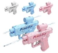 Reverse Water Gun, Prank Water Gun, Reverse Waters Guns Spray from Front and Back, School Supplies Game, Unexpected Twist, Ideal Novelty Gifts for Friend Classmate Family (Blue+Pink)