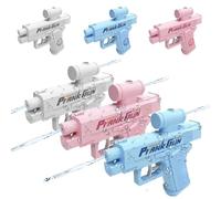 Reverse Water Gun, Prank Water Gun, Reverse Waters Guns Spray from Front and Back, School Supplies Game, Unexpected Twist, Ideal Novelty Gifts for Friend Classmate Family (White+Pink+Blue)