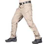 ReverseClock Men's Tactical Pants, Ripstop Water Repellent Cargo Pants, Lightweight Outdoor Hiking Work Trousers with Multi Pocket (Khaki,36,36)