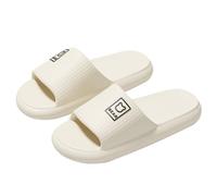 ReverseClock Soft EVA Sliders Cloud Slippers for Men with Cute Bear Non-Slip Lightweight Indoor Shower Bathroom Pool Beach Sandal (white,5)