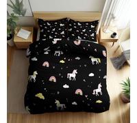 Reversible Animal Rainbow Unicorn Printed Duvet Cover, Luxury Cute Cartoon Cot-bed Bedding Sets Lightweight Duvet Cover Bedding - Soft Breathable Quilt Covers for Kids Adults