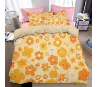 Reversible Bedding Set,3D Printed Quilt Covers with Pillowcases,Super King Size Sided Smiley face flower pattern & Retro fashion style Design for Modern Bedroom,zipper closure easy care Bedding Sets