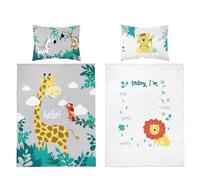 Reversible Bedding Set Lion Safari Zoo Animals ColourfulBedding for Baby Boy Cot Bed Duvet Cover & Pillow Case