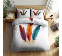 Reversible Bohemian Feathers Printed Duvet Cover, Luxury Cartoon Single Bedding Sets Lightweight Duvet Cover Bedding - Soft Breathable Quilt Covers for Kids Adults
