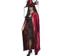 Reversible Cape Ladies Witches Deluxe Red Satin Cape Halloween Witch Fancy Dress