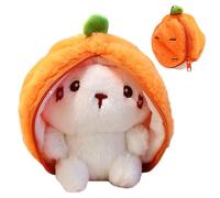 Reversible Carrot Bunny Stuffed Animal, Hides Seek Bunny Toy, Carrot Rabbit Ears Zip Plush Stuffed, Fruit Bunny Plush in A Carrot