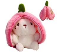 Reversible Carrot Bunny Stuffed Animal, Hides Seek Bunny Toy, Carrot Rabbit Ears Zip Plush Stuffed, Fruit Bunny Plush in A Carrot