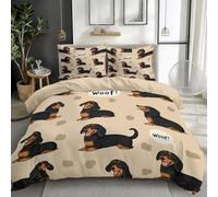 Reversible Cartoon Animal Dachshund Printed Duvet Cover, Luxury Animal Prints Cot Bed Bedding Sets, Lightweight Duvet Cover Bedding 120 x 150 cm, Soft Breathable Quilt Covers for Kids Adults
