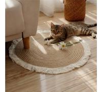 Reversible Cat Scratching Mat,Round Jute Rug with Non Slip Bottom,Washable Pet Scratch Pad for Indoor Cats,Dual Sided Scratch Resistant Carpet (flower, 45cm)