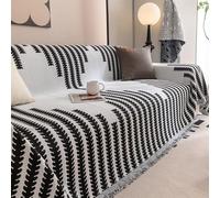 Reversible Chenille Sofa Cover,Chenille Couch Covers for Sofa,Double-Sided Couch Cover Comfy Chenille Sofa Covers,Chenille Reversible Fabric Sofa Chaise Cover (70.7 * 165.4 in,Black)