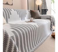 Reversible Chenille Sofa Cover,Chenille Couch Covers for Sofa,Double-Sided Couch Cover Comfy Chenille Sofa Covers,Chenille Reversible Fabric Sofa Chaise Cover (70.7 * 165.4 in,Grey)