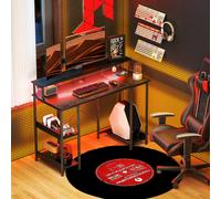 HOMCOM Computer Desk Reversible Home Office Desk w/ Storage Black, Black