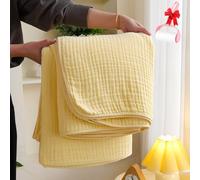 Reversible Cotton Muslin Throw Blanket,Adult Spring and Summer Office Nap Cooling Blankets,Cotton Blanket for All Season,Soft Lightweight Breathable Linen Blankets