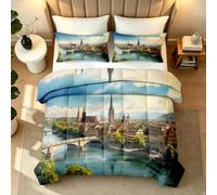 Reversible Coverless Duvet Double 7.5 Tog European Old Town River