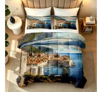 Reversible Coverless Duvet King 7.5 Tog Coastal Old Town