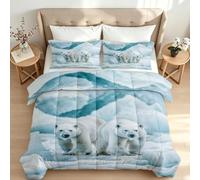 Reversible Coverless Duvet King Size Polar Bear Quilt Set
