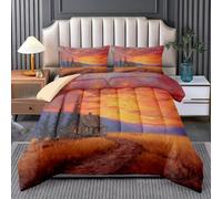 Reversible Coverless Duvet Single Sunset Landscape Quilt Set