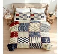 Reversible Coverless Duvet Small Double 7.5 Tog Vintage Nautical
