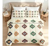 Reversible Coverless Duvet Small Double Aztec Geometric Bedding Set | 7.5 Tog All Seasons Down Duvet Cover 3D Printed Southwestern Tribal Comforter Traveler Soft Quilt Set with 2 Pillowcases C343