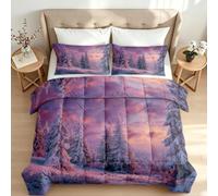 Reversible Coverless Duvet Super King Snowy Pine Forest Quilt Set