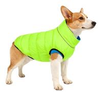 Reversible Dog Winter Coat, Warm Waterproof Jacket for Medium Large dogs, Puppy Winter Puffer Wear, Windproof Dog Vest, Easy on/Off,GreenBlue,XXL