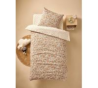 Reversible Duvet Cover + Pillowcase Set for Children, with Recycled Cotton, Retro Flowers multicoloured