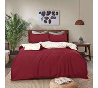 Reversible Duvet Cover Set 2 Pillowcase 3 Piece Dual Color Quilt Cover Single Double King Super King Size Comforter Bedding Duvet Cover Set (Burgundy/Beige, Double)