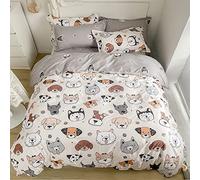 Reversible Duvet Cover Set Double Size Cartoon Pug Husky Corgis Paws Cute Decorative Bedding Set for Dog Lovers Girls Boys