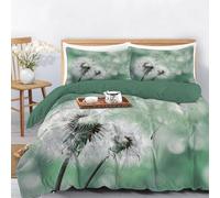 Reversible Duvet Cover Set King Size, Easy Care Microfiber Natural plants Bedding Set 3 Pieces, Resistant Quilt Cover, 3D Printed Dandelion Bedroom Decor Bedding Set,Machine Washable Home Textiles