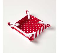Reversible Fabric Bread Basket 100% Cotton Multi Colour Stripes Foldable Basket