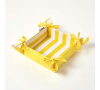 Reversible Fabric Bread Basket 100% Cotton Multi Colour Stripes Foldable Basket