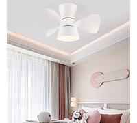 Reversible Fan with Ceiling Light Silent 6 Speeds Kids Bedroom LED Dimmable Ceiling Fan Light with Remote Control Modern Living Room Quiet Fan Ceiling Light with Timer,White